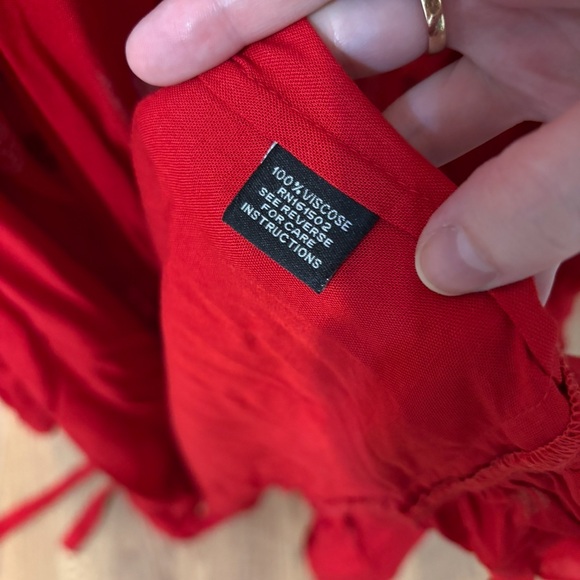 The J Peterman Company Women’s Red Wrap Dress Maxi Midi  High Low Size Large - Picture 12 of 12